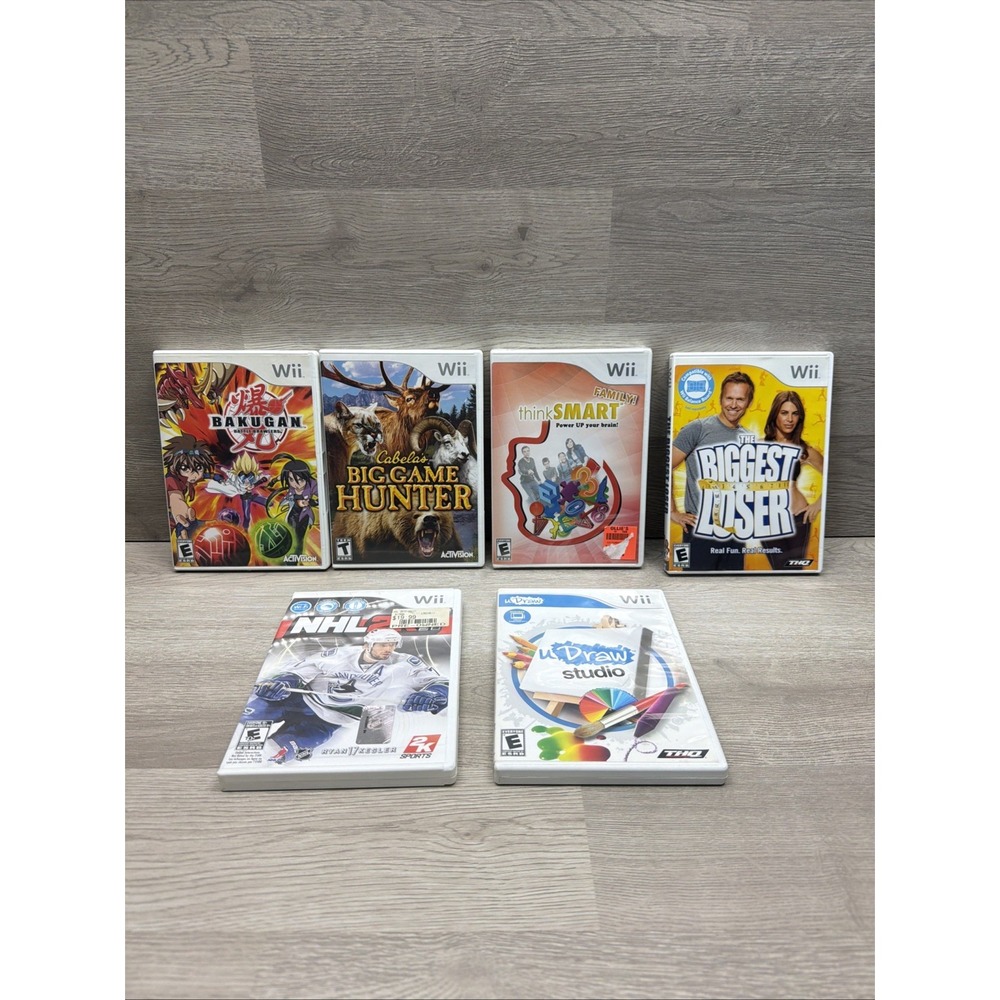 Nintendo Wii Game Lot Of 7. Bakugan, Cabela's Big Game, Think Smart, uDraw, NHL